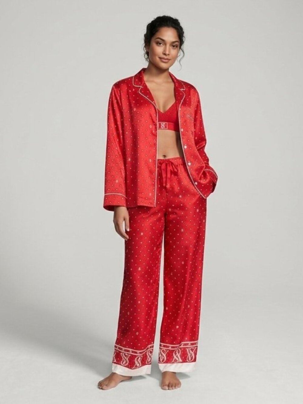 Victoria's Secret Satin Glazed Long Pajamas Set XS (short) NWT
